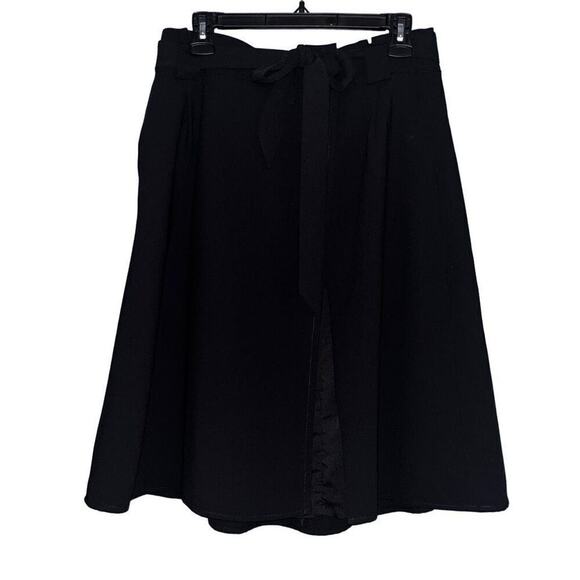 Express black tie-belted full midi skirt 8 - Picture 1 of 6